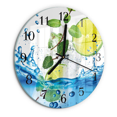 Wanduhr rund Limette und Minze