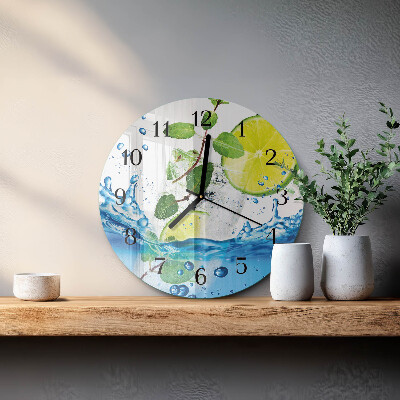 Wanduhr rund Limette und Minze
