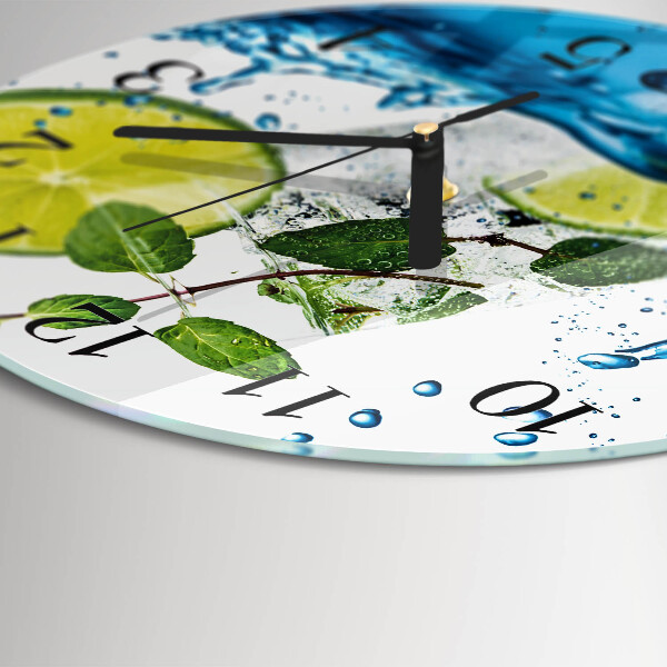 Wanduhr rund Limette und Minze
