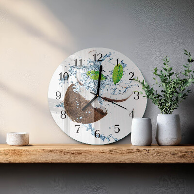 Wanduhr rund Kokosnuss