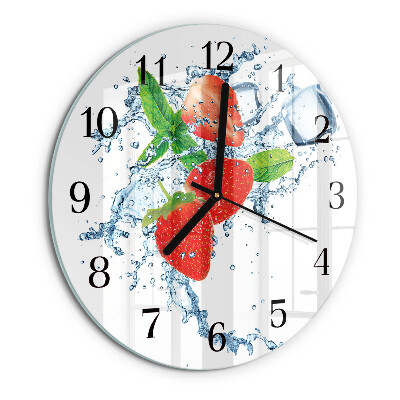 Wanduhr rund Erdbeeren