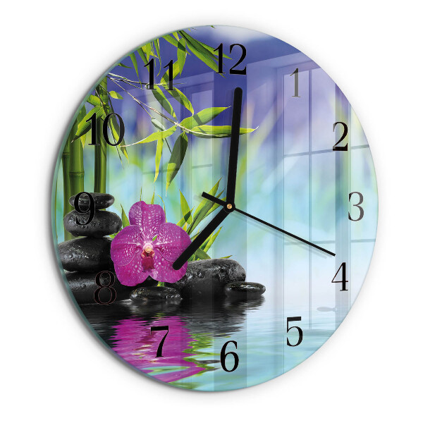 Wanduhr rund Spa Orchidee