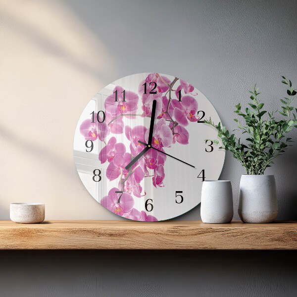 Wanduhr rund Orchidee