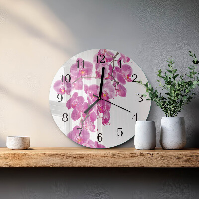Wanduhr rund Orchidee