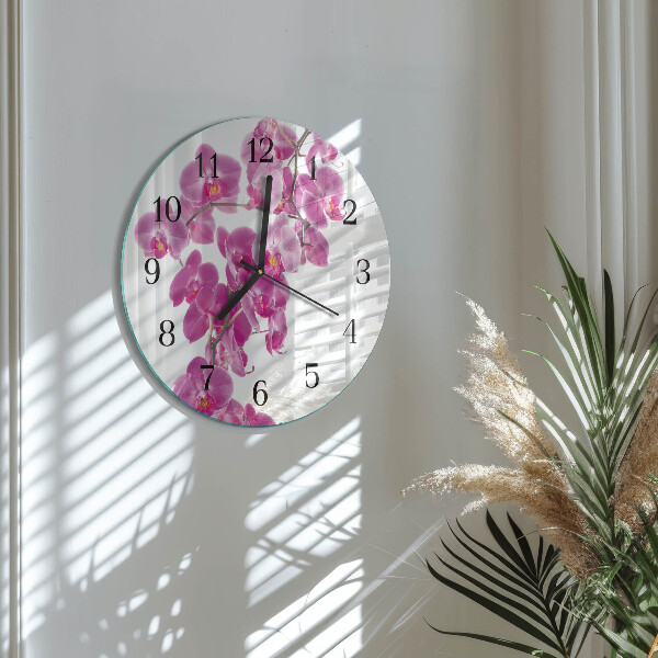 Wanduhr rund Orchidee