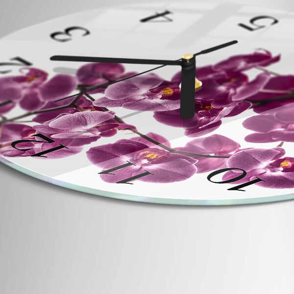 Wanduhr rund Orchidee