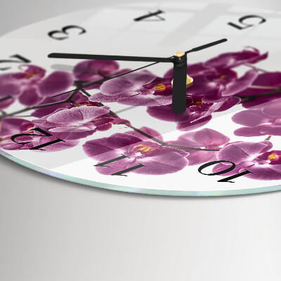 Wanduhr rund Orchidee
