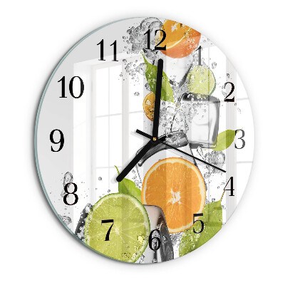 Wanduhr rund Zitrusfrüchte