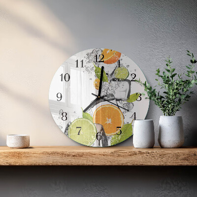 Wanduhr rund Zitrusfrüchte