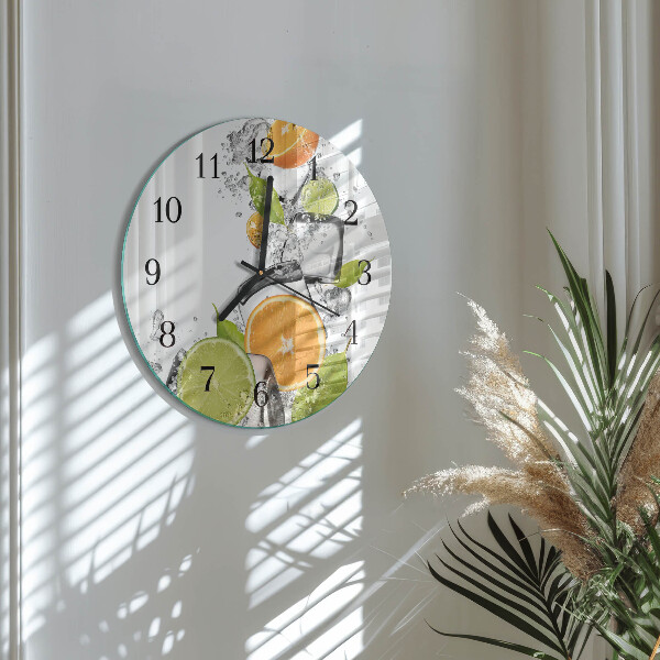 Wanduhr rund Zitrusfrüchte