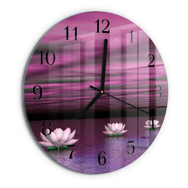 Wanduhr rund Seerosen