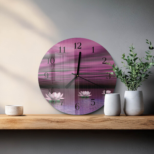 Wanduhr rund Seerosen