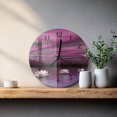 Wanduhr rund Seerosen