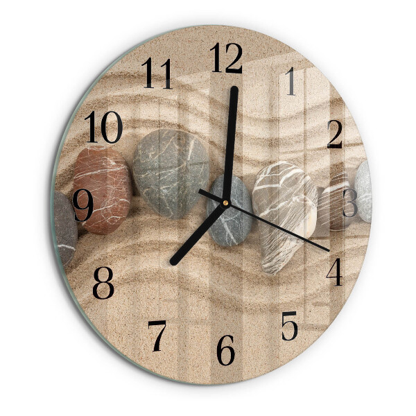 Wanduhr rund Steine Sand