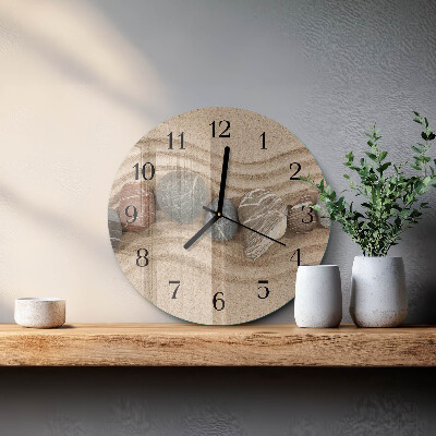 Wanduhr rund Steine Sand