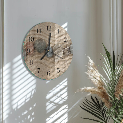 Wanduhr rund Steine Sand