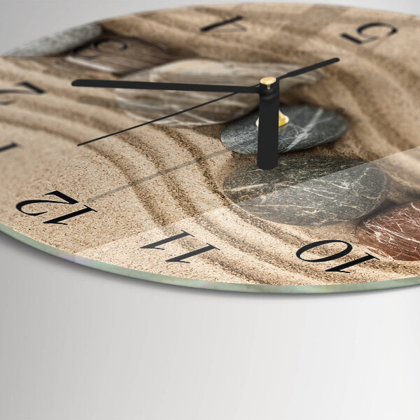 Wanduhr rund Steine Sand