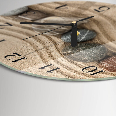Wanduhr rund Steine Sand