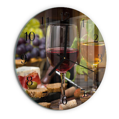 Wanduhr rund Gläser Wein