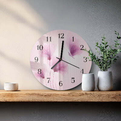 Wanduhr rund Blumen