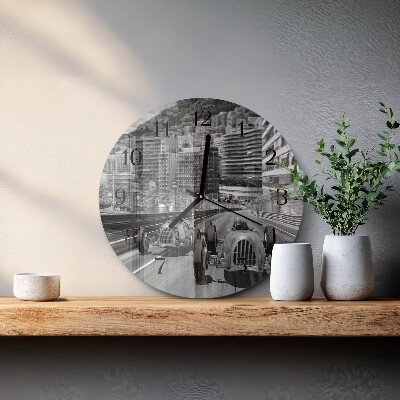 Wanduhr rund Rennwagen