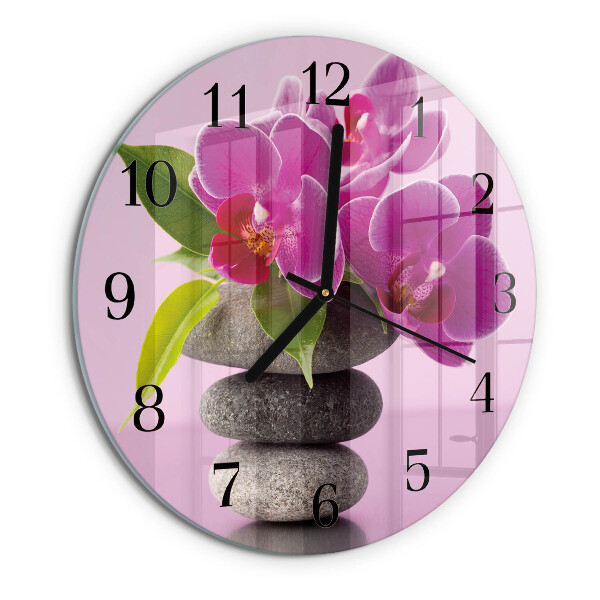 Wanduhr rund Orchidee