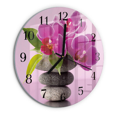Wanduhr rund Orchidee