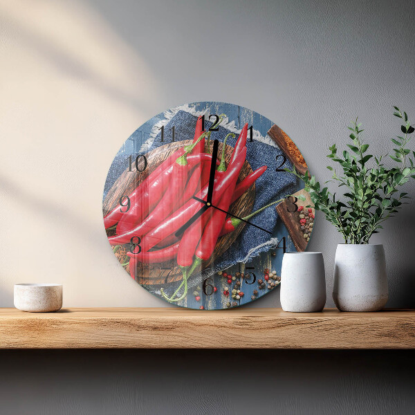 Wanduhr rund Chili-Pfeffer