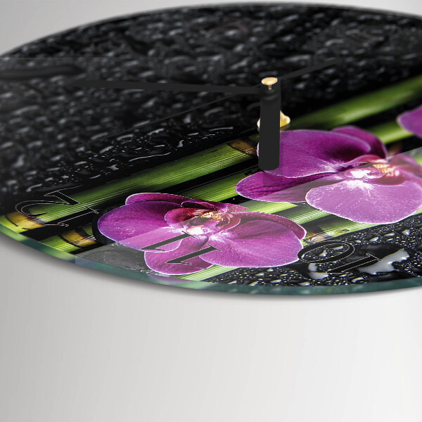 Wanduhr rund Orchidee