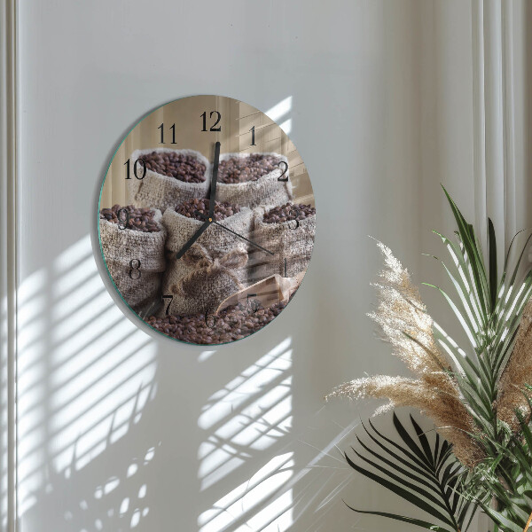 Wanduhr rund Kaffeebohnen