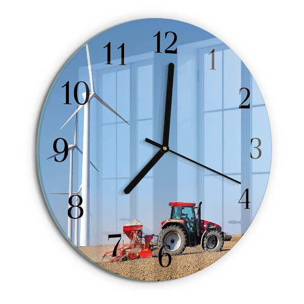 Wanduhr rund Traktorenfeld