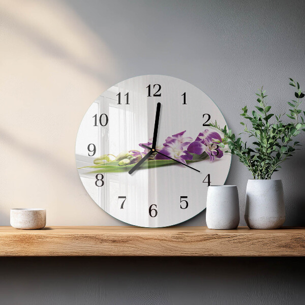 Wanduhr rund Blumen