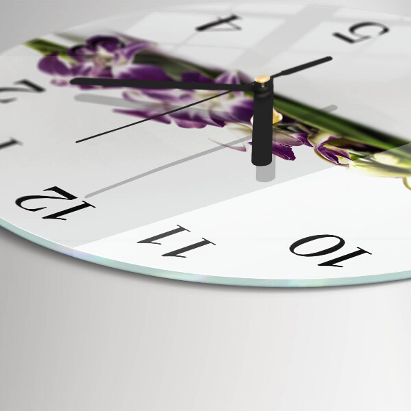Wanduhr rund Blumen