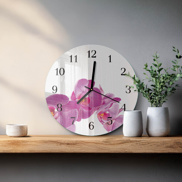 Wanduhr rund Orchidee