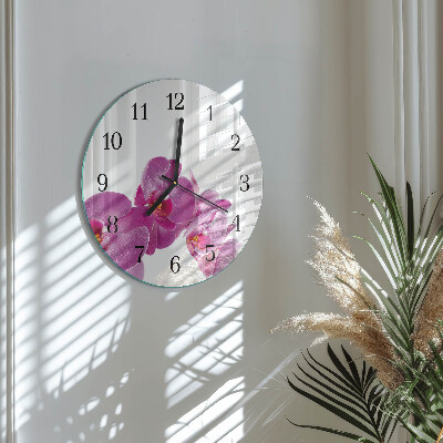 Wanduhr rund Orchidee