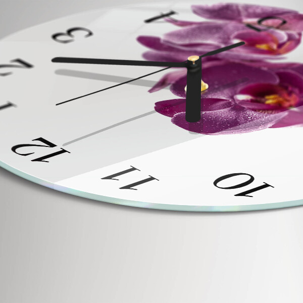 Wanduhr rund Orchidee