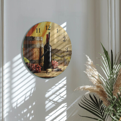 Wanduhr rund Weinfass