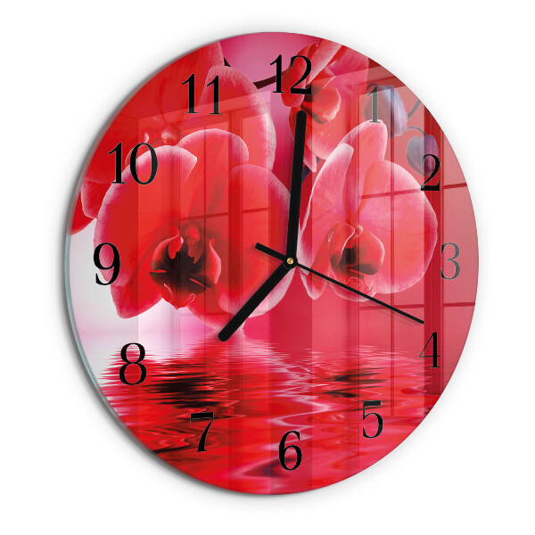 Wanduhr rund Orchidee