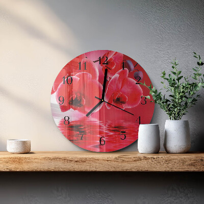 Wanduhr rund Orchidee