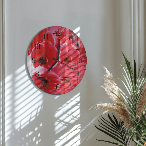 Wanduhr rund Orchidee