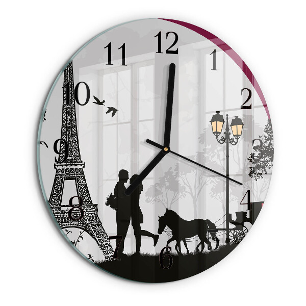 Wanduhr rund Liebe zu Paris