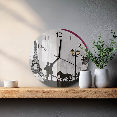 Wanduhr rund Liebe zu Paris
