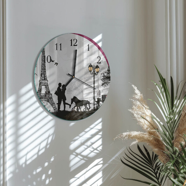 Wanduhr rund Liebe zu Paris