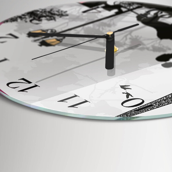 Wanduhr rund Liebe zu Paris