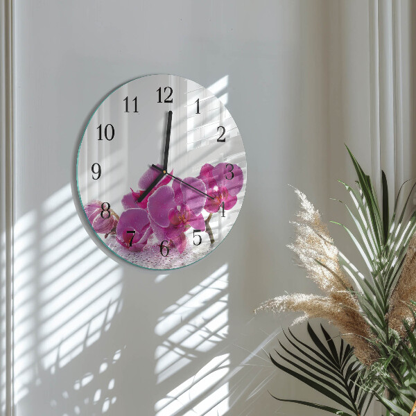 Wanduhr rund Orchidee