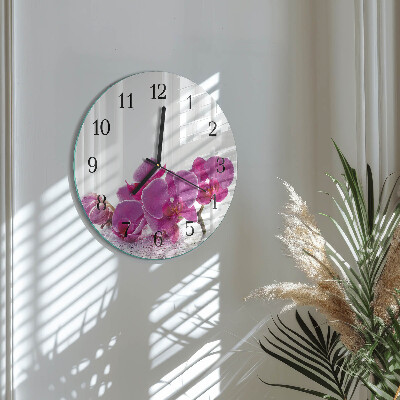 Wanduhr rund Orchidee