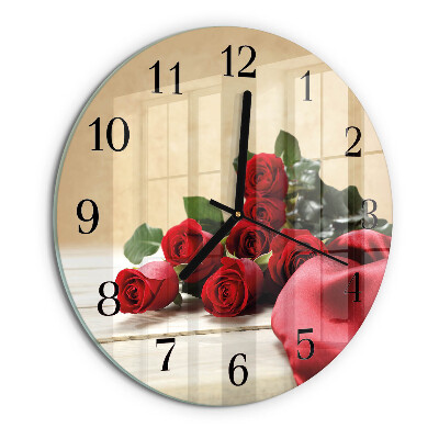 Wanduhr rund Rosen