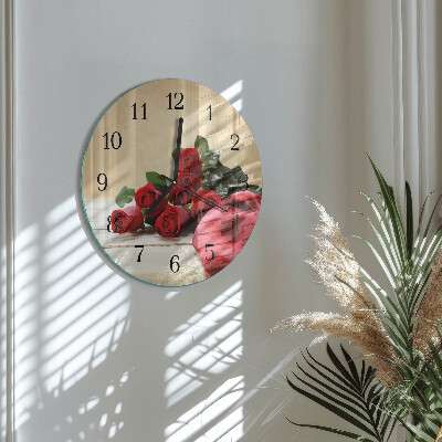 Wanduhr rund Rosen