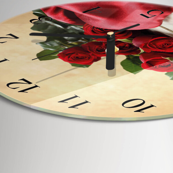 Wanduhr rund Rosen