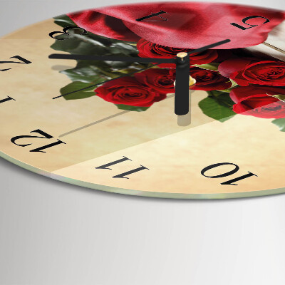Wanduhr rund Rosen